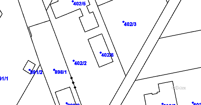 Parcela st. 402/6 v KÚ Znojmo-Louka, Katastrální mapa