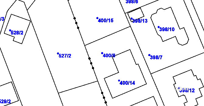 Parcela st. 400/8 v KÚ Znojmo-Louka, Katastrální mapa