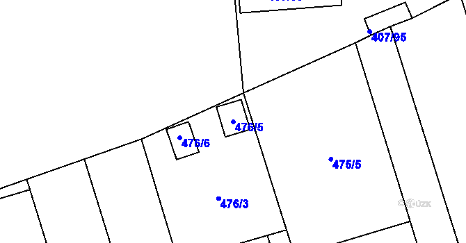 Parcela st. 476/5 v KÚ Znojmo-Louka, Katastrální mapa