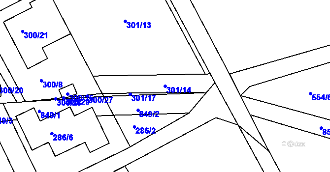 Parcela st. 301/14 v KÚ Znojmo-Louka, Katastrální mapa