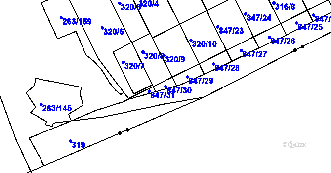 Parcela st. 847/30 v KÚ Znojmo-Louka, Katastrální mapa