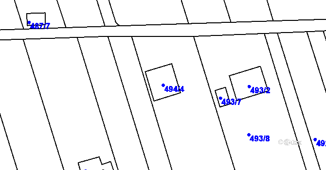 Parcela st. 494/4 v KÚ Znojmo-Louka, Katastrální mapa