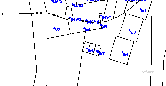 Parcela st. 6/3 v KÚ Znojmo-Louka, Katastrální mapa