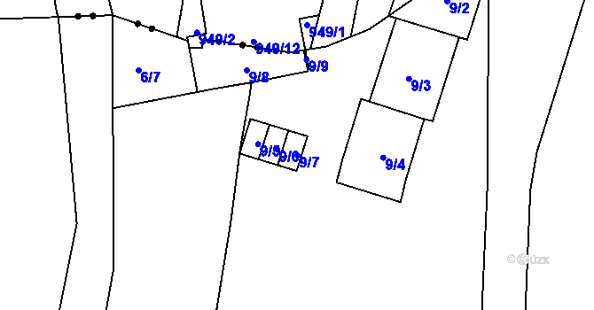 Parcela st. 9/7 v KÚ Znojmo-Louka, Katastrální mapa