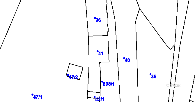 Parcela st. 41 v KÚ Znojmo-Louka, Katastrální mapa