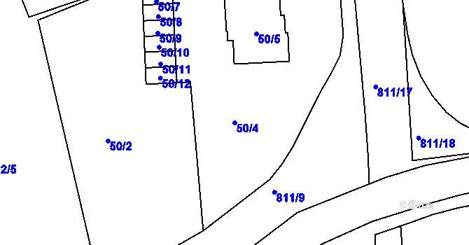 Parcela st. 50/4 v KÚ Znojmo-Louka, Katastrální mapa