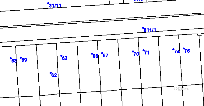 Parcela st. 67 v KÚ Znojmo-Louka, Katastrální mapa