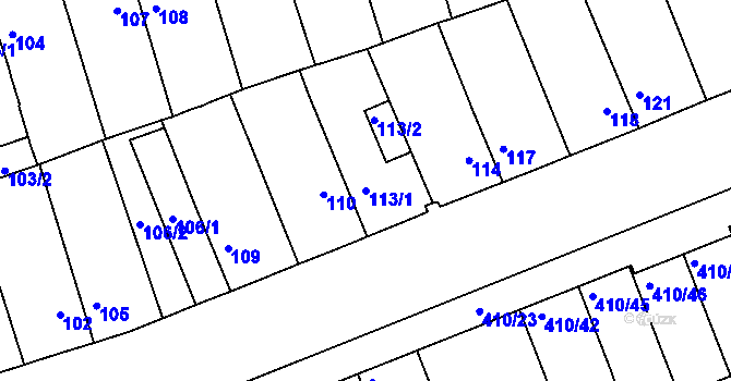 Parcela st. 113/1 v KÚ Znojmo-Louka, Katastrální mapa