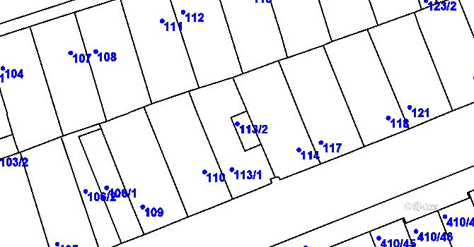 Parcela st. 113/2 v KÚ Znojmo-Louka, Katastrální mapa
