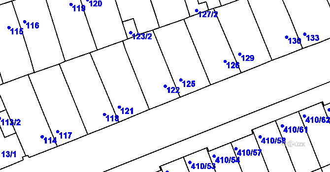 Parcela st. 122 v KÚ Znojmo-Louka, Katastrální mapa