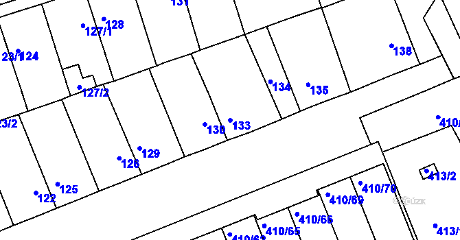 Parcela st. 133 v KÚ Znojmo-Louka, Katastrální mapa