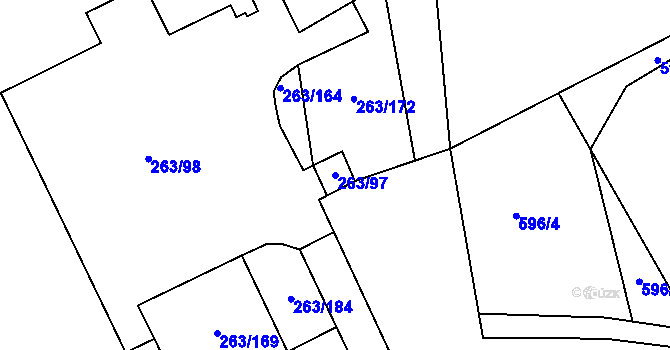Parcela st. 263/97 v KÚ Znojmo-Louka, Katastrální mapa