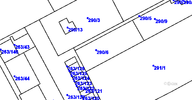 Parcela st. 290/6 v KÚ Znojmo-Louka, Katastrální mapa