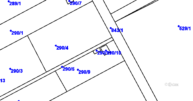 Parcela st. 290/11 v KÚ Znojmo-Louka, Katastrální mapa