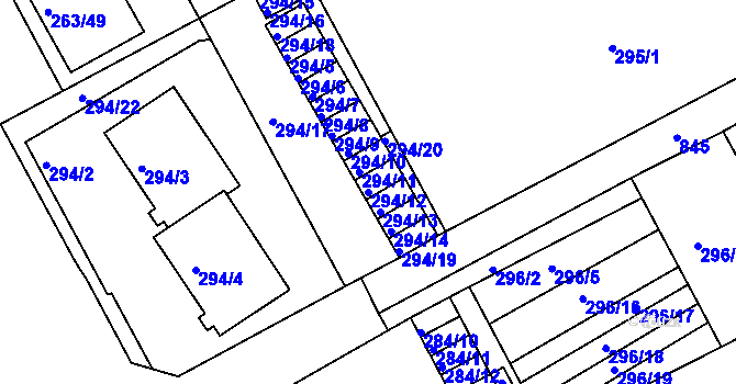 Parcela st. 294/12 v KÚ Znojmo-Louka, Katastrální mapa