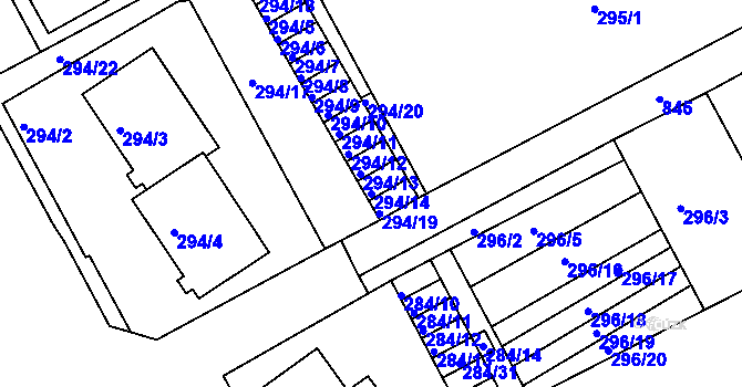 Parcela st. 294/14 v KÚ Znojmo-Louka, Katastrální mapa