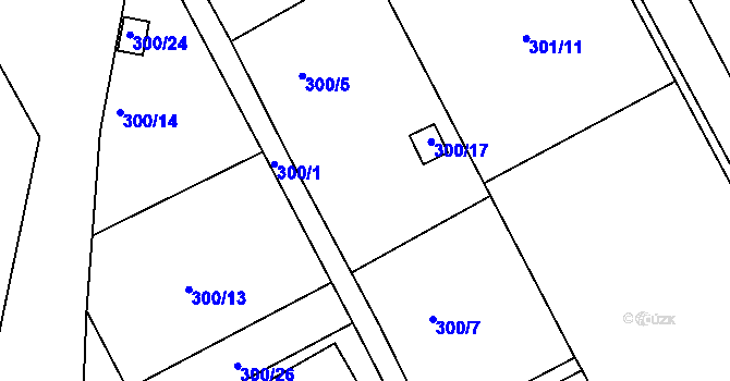 Parcela st. 300/6 v KÚ Znojmo-Louka, Katastrální mapa