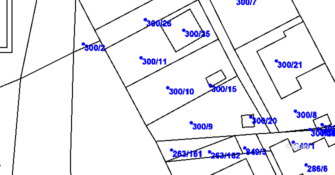 Parcela st. 300/10 v KÚ Znojmo-Louka, Katastrální mapa