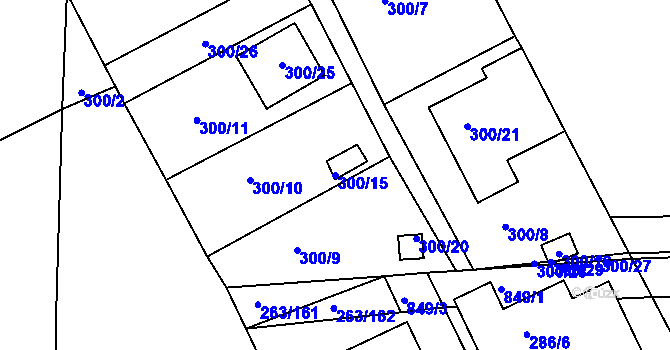 Parcela st. 300/15 v KÚ Znojmo-Louka, Katastrální mapa