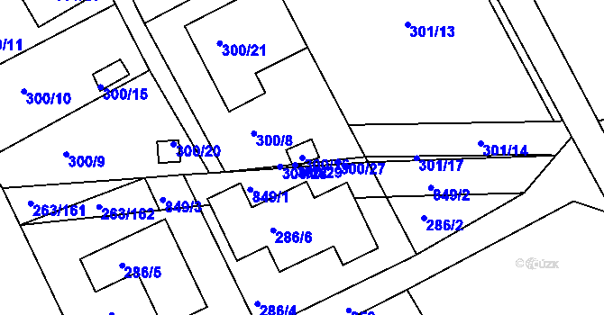 Parcela st. 300/16 v KÚ Znojmo-Louka, Katastrální mapa