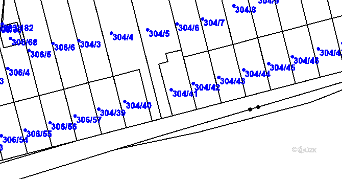 Parcela st. 304/41 v KÚ Znojmo-Louka, Katastrální mapa