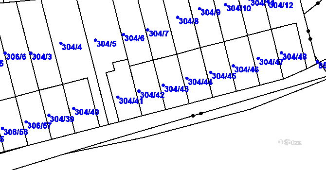 Parcela st. 304/43 v KÚ Znojmo-Louka, Katastrální mapa