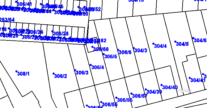 Parcela st. 306/5 v KÚ Znojmo-Louka, Katastrální mapa