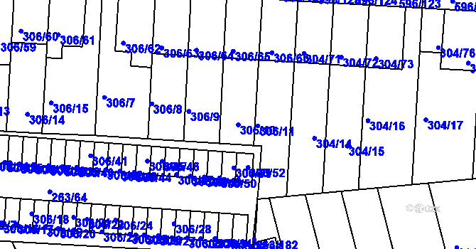 Parcela st. 306/10 v KÚ Znojmo-Louka, Katastrální mapa