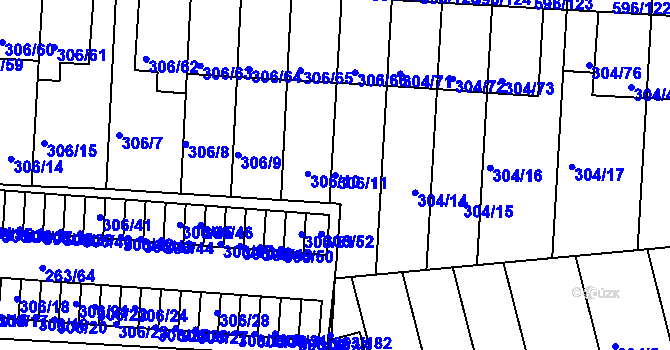 Parcela st. 306/11 v KÚ Znojmo-Louka, Katastrální mapa