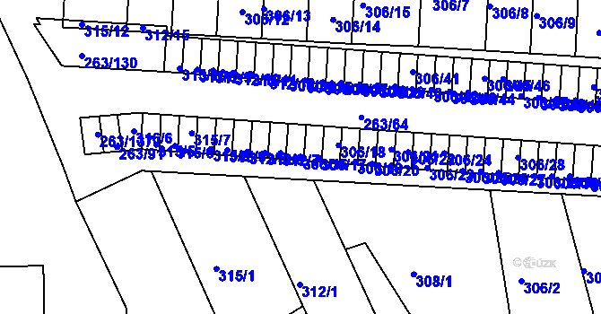 Parcela st. 306/16 v KÚ Znojmo-Louka, Katastrální mapa