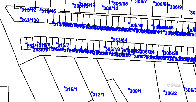 Parcela st. 306/17 v KÚ Znojmo-Louka, Katastrální mapa