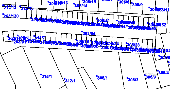 Parcela st. 306/20 v KÚ Znojmo-Louka, Katastrální mapa