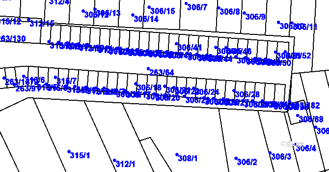 Parcela st. 306/21 v KÚ Znojmo-Louka, Katastrální mapa