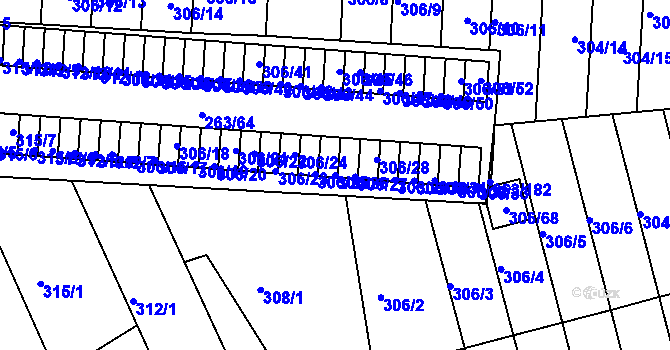 Parcela st. 306/26 v KÚ Znojmo-Louka, Katastrální mapa