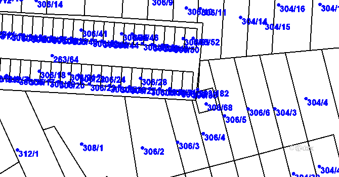 Parcela st. 306/31 v KÚ Znojmo-Louka, Katastrální mapa