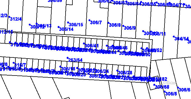 Parcela st. 306/43 v KÚ Znojmo-Louka, Katastrální mapa