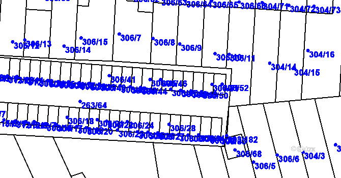 Parcela st. 306/47 v KÚ Znojmo-Louka, Katastrální mapa