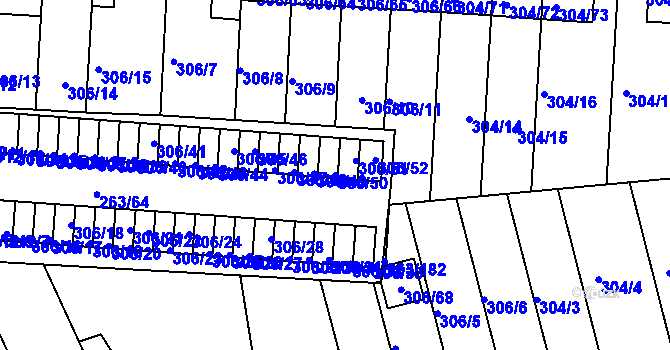 Parcela st. 306/50 v KÚ Znojmo-Louka, Katastrální mapa