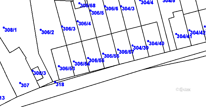 Parcela st. 306/56 v KÚ Znojmo-Louka, Katastrální mapa
