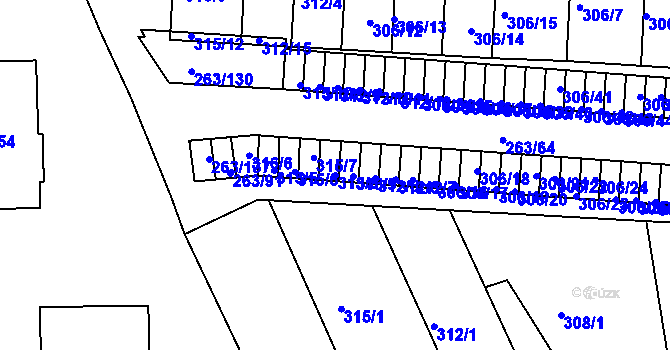 Parcela st. 315/8 v KÚ Znojmo-Louka, Katastrální mapa