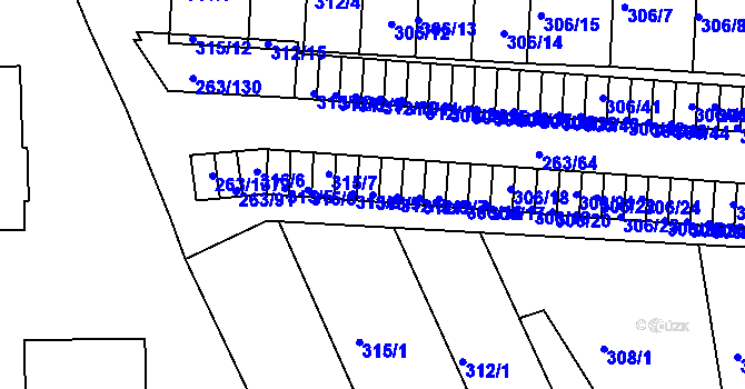 Parcela st. 315/9 v KÚ Znojmo-Louka, Katastrální mapa