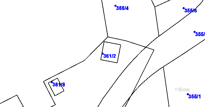 Parcela st. 361/2 v KÚ Znojmo-Louka, Katastrální mapa