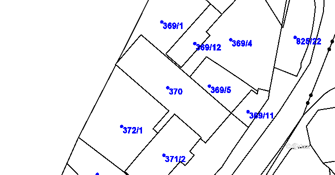 Parcela st. 370 v KÚ Znojmo-Louka, Katastrální mapa