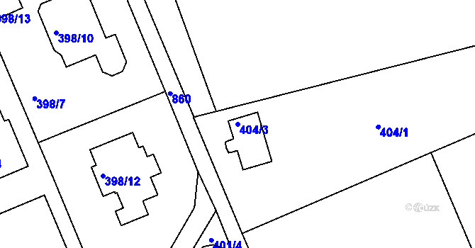 Parcela st. 404/3 v KÚ Znojmo-Louka, Katastrální mapa