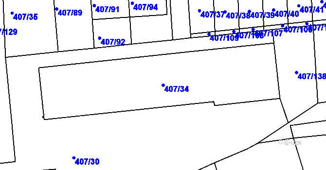 Parcela st. 407/34 v KÚ Znojmo-Louka, Katastrální mapa