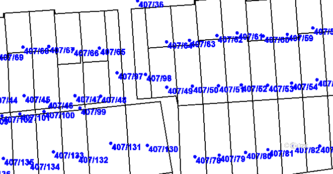 Parcela st. 407/49 v KÚ Znojmo-Louka, Katastrální mapa