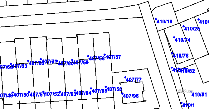 Parcela st. 407/57 v KÚ Znojmo-Louka, Katastrální mapa