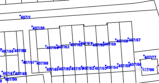 Parcela st. 407/61 v KÚ Znojmo-Louka, Katastrální mapa