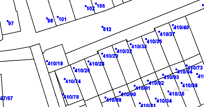 Parcela st. 410/29 v KÚ Znojmo-Louka, Katastrální mapa