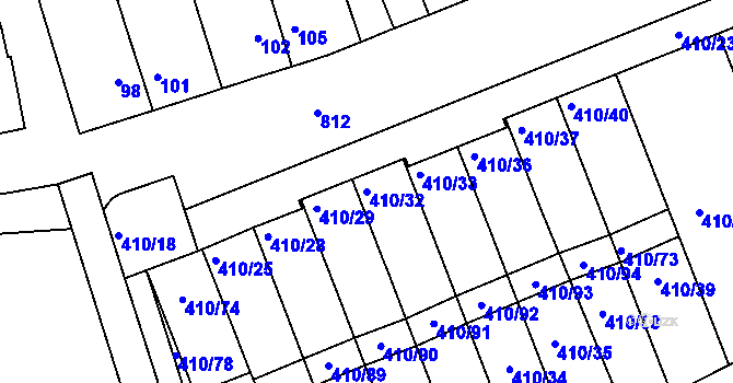 Parcela st. 410/32 v KÚ Znojmo-Louka, Katastrální mapa